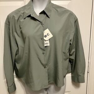 NWT Uniqlo : C Size XL Button Up Shirt Women's Sage Green